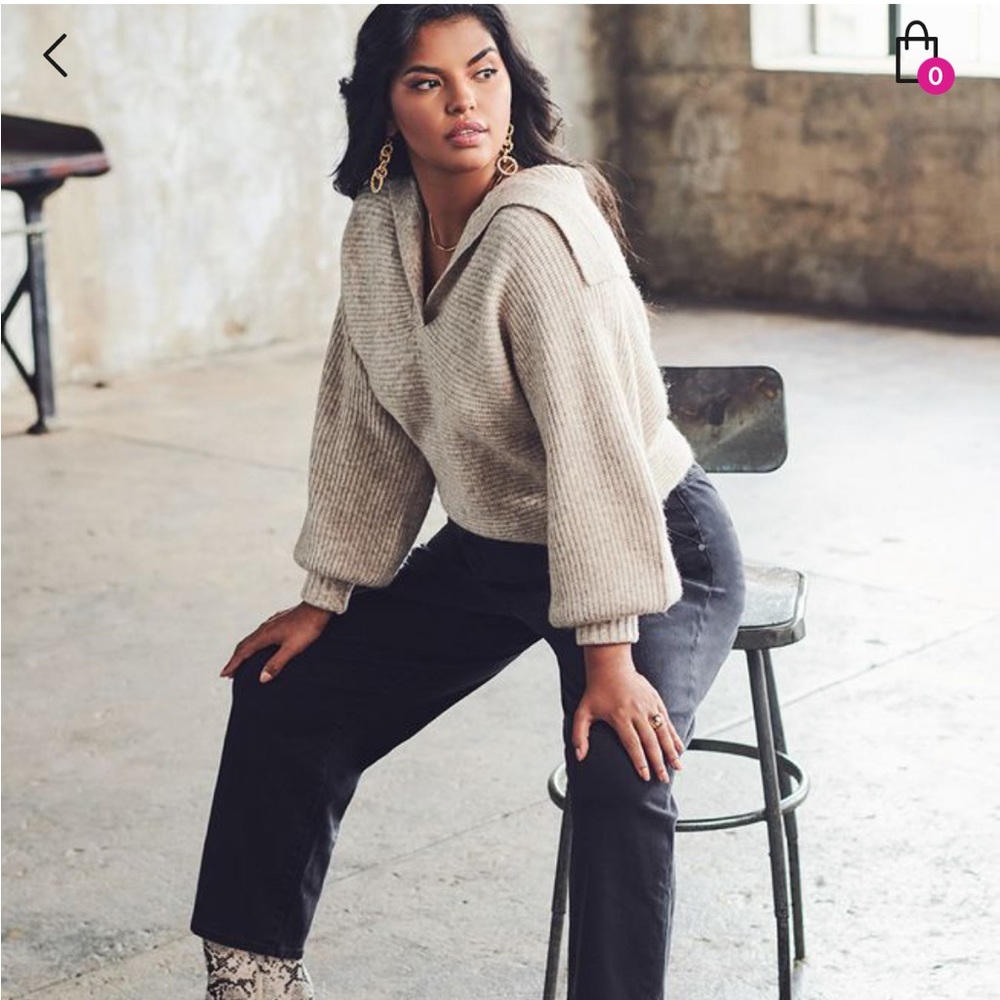 ELOQUII oversized collar sweater with puff sleeve - NEVER WORN